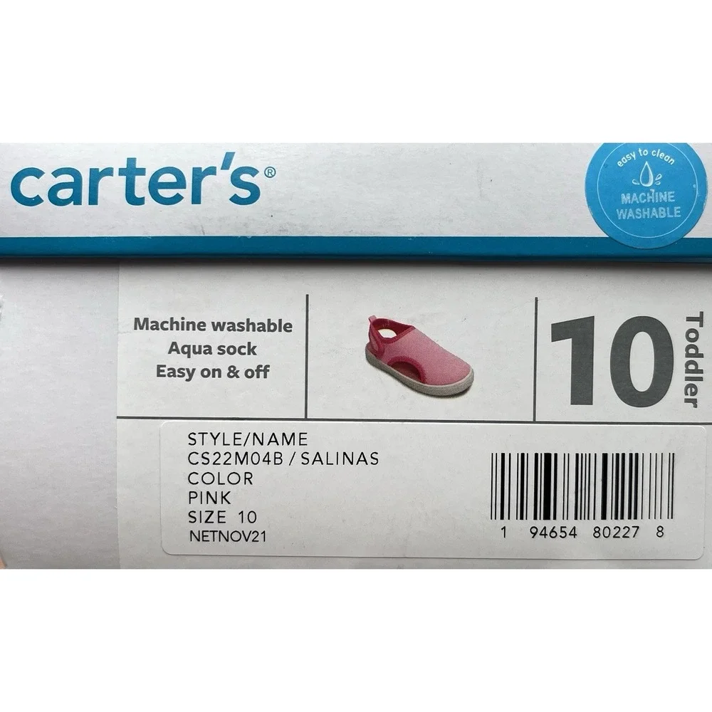 Carters Toddler Girls Salinas Closed Toe Slip-on Sandal Size 10 Pink Lightweight
